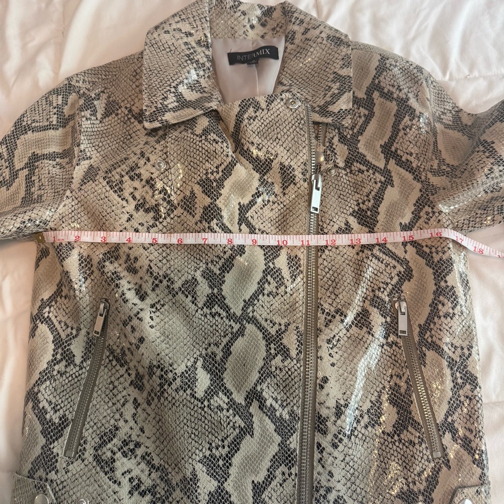 INTERMIX Moto Leather Python Print Crop Jacket - … - image 7